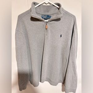 Men’s XL Polo By Ralph Lauren Estate Rib Quarter Zip Gray Pullover Sweater